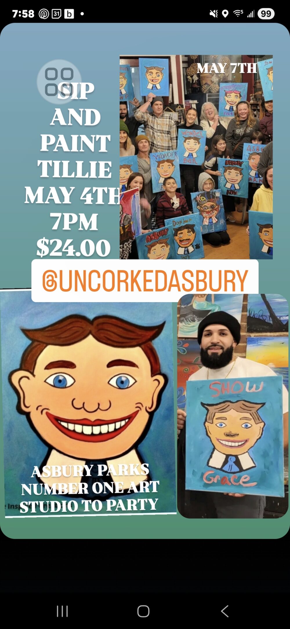 Sip & Paint “Tillie” at Uncorked Wine Inspired Creations!