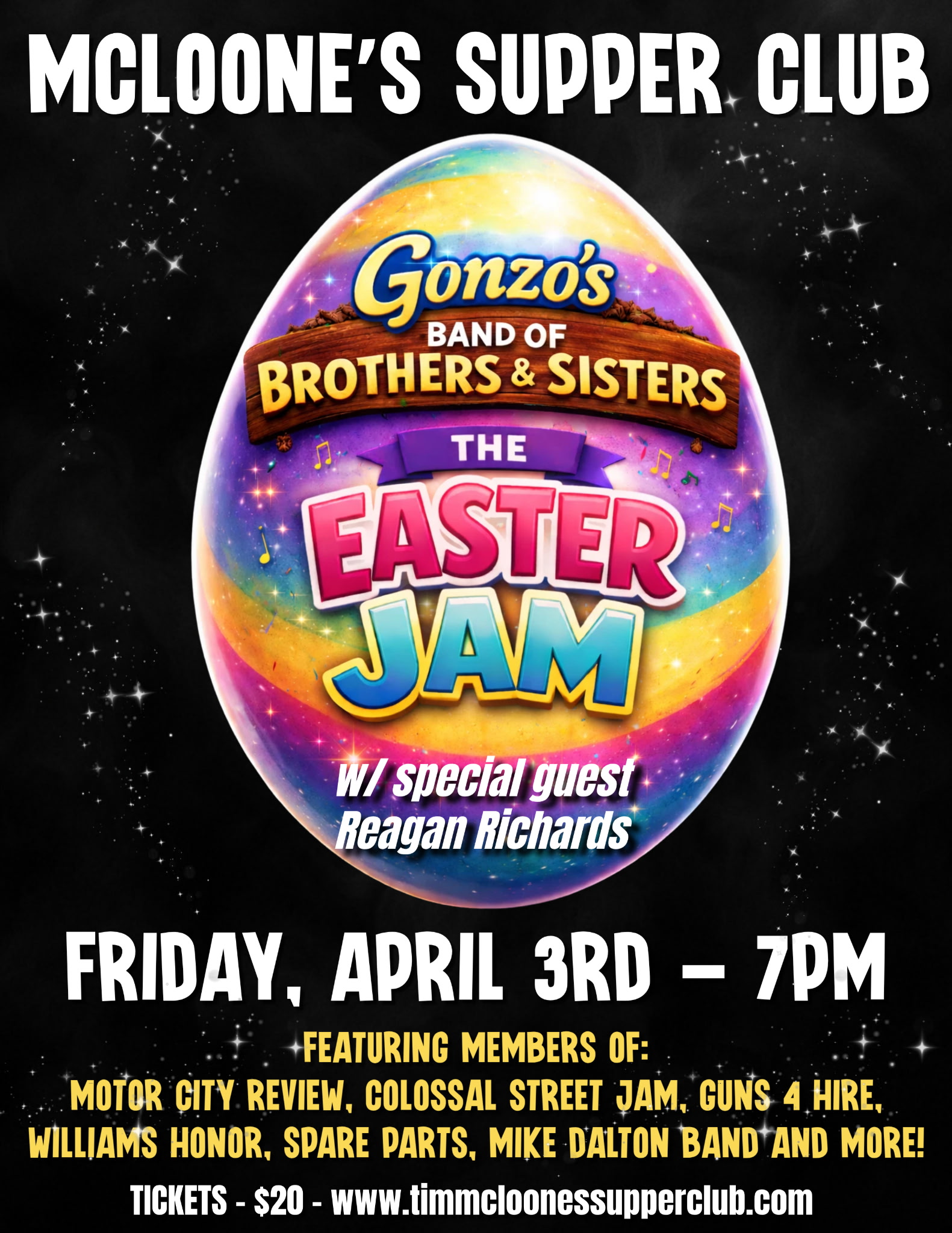 Gonzo's Band of Brothers and Sisters! THE EASTER JAM with Special Guest Reagan Richards