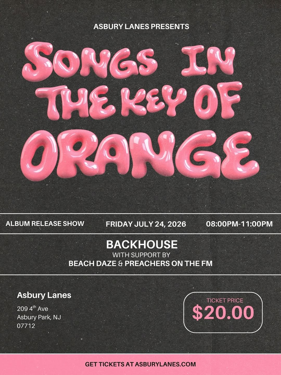 Songs in the Key of Orange: BACKHOUSE Album Release Show