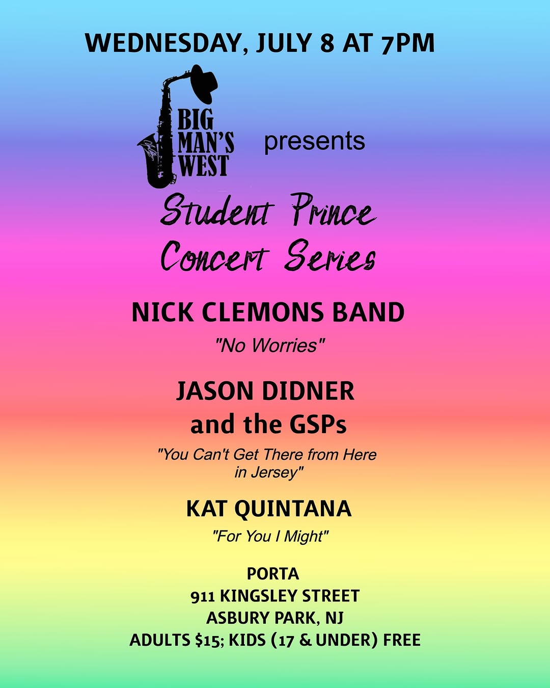 Student Prince Concert Series: Nick Clemons Band, Jason Didner and the GSPs, Kat Quintana