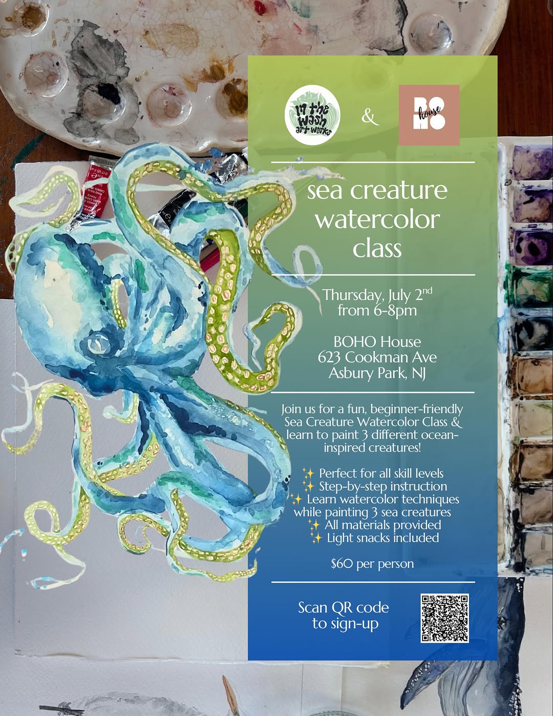 Sea Creature Watercolor Class