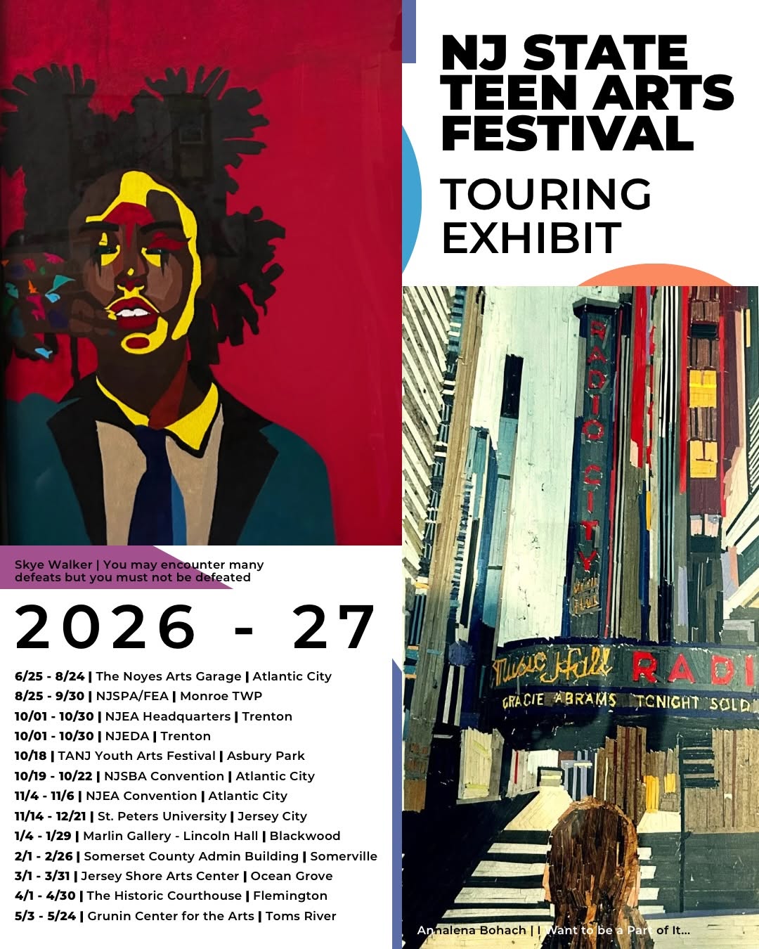 NJ State Teen Arts Festival Touring Exhibit