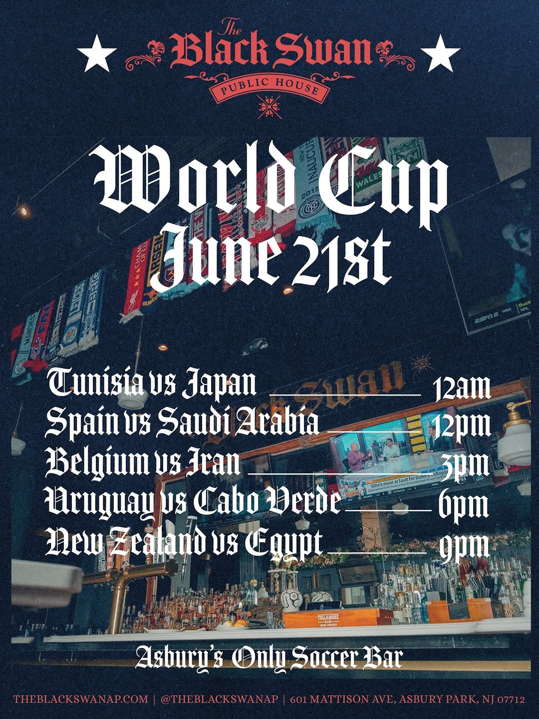 World Cup Screenings: Tunisia vs Japan, Spain vs Saudi Arabia, Belgium vs Iran, Uruguay vs Cabo Verde, New Zealand vs Egypt