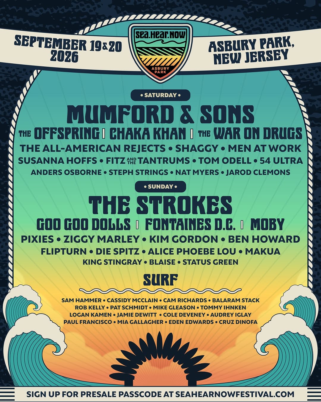 Sea.Hear.Now Festival 2026 (Sunday): The Strokes, Goo Goo Dolls, Moby & More