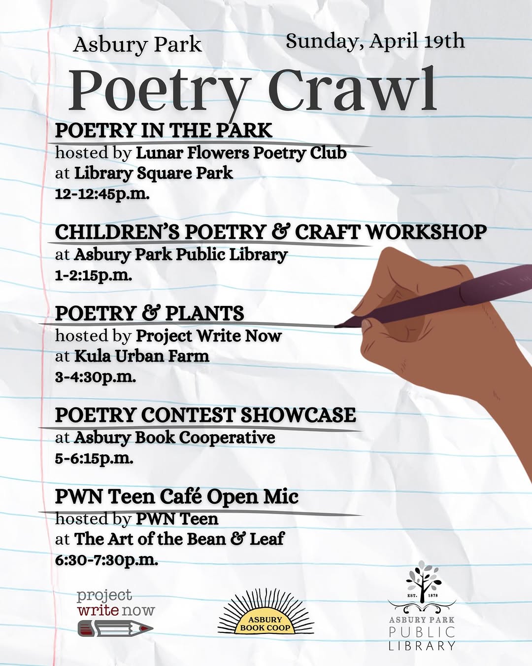 Asbury Park Poetry Crawl: Poetry Contest Showcase