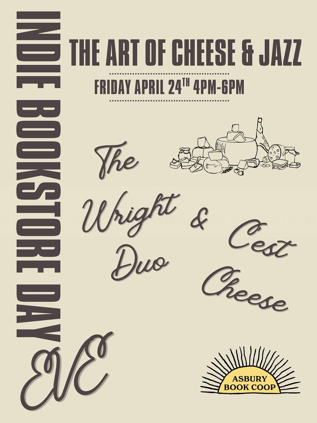 The Art of Cheese & Jazz: Indie Bookstore Day Eve Party