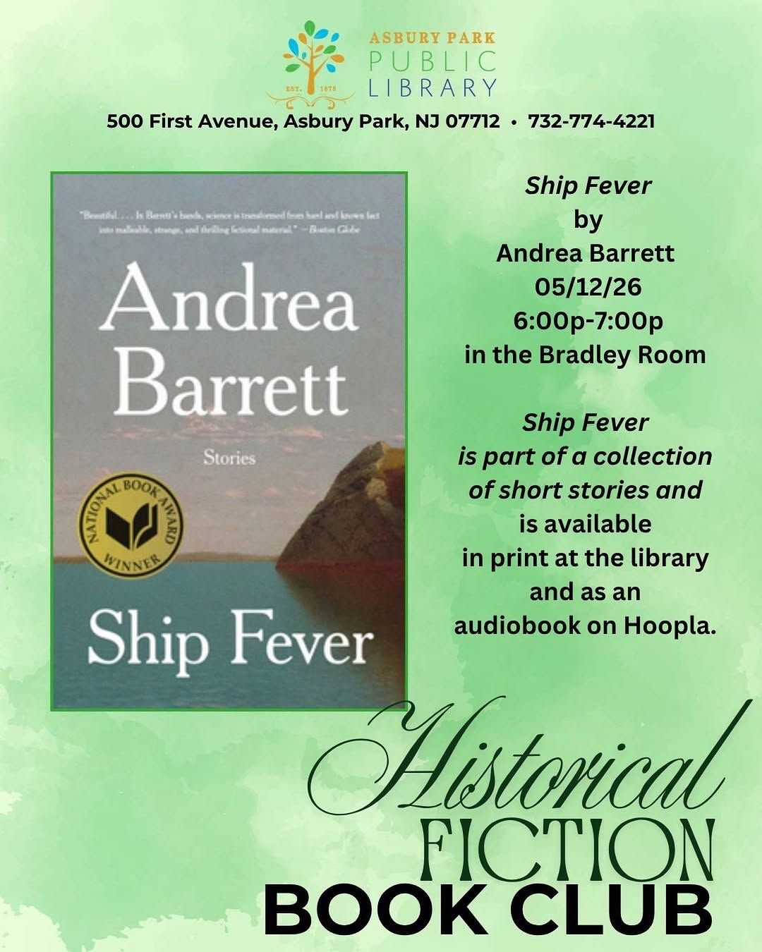 Historical Fiction Book Club: Ship Fever by Andrea Barrett