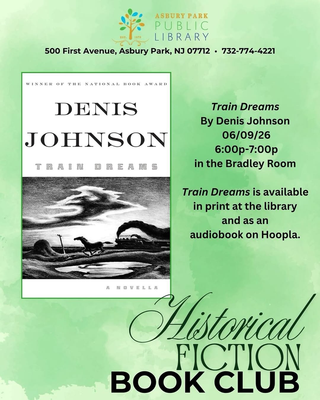 Historical Fiction Book Club: Train Dreams by Denis Johnson